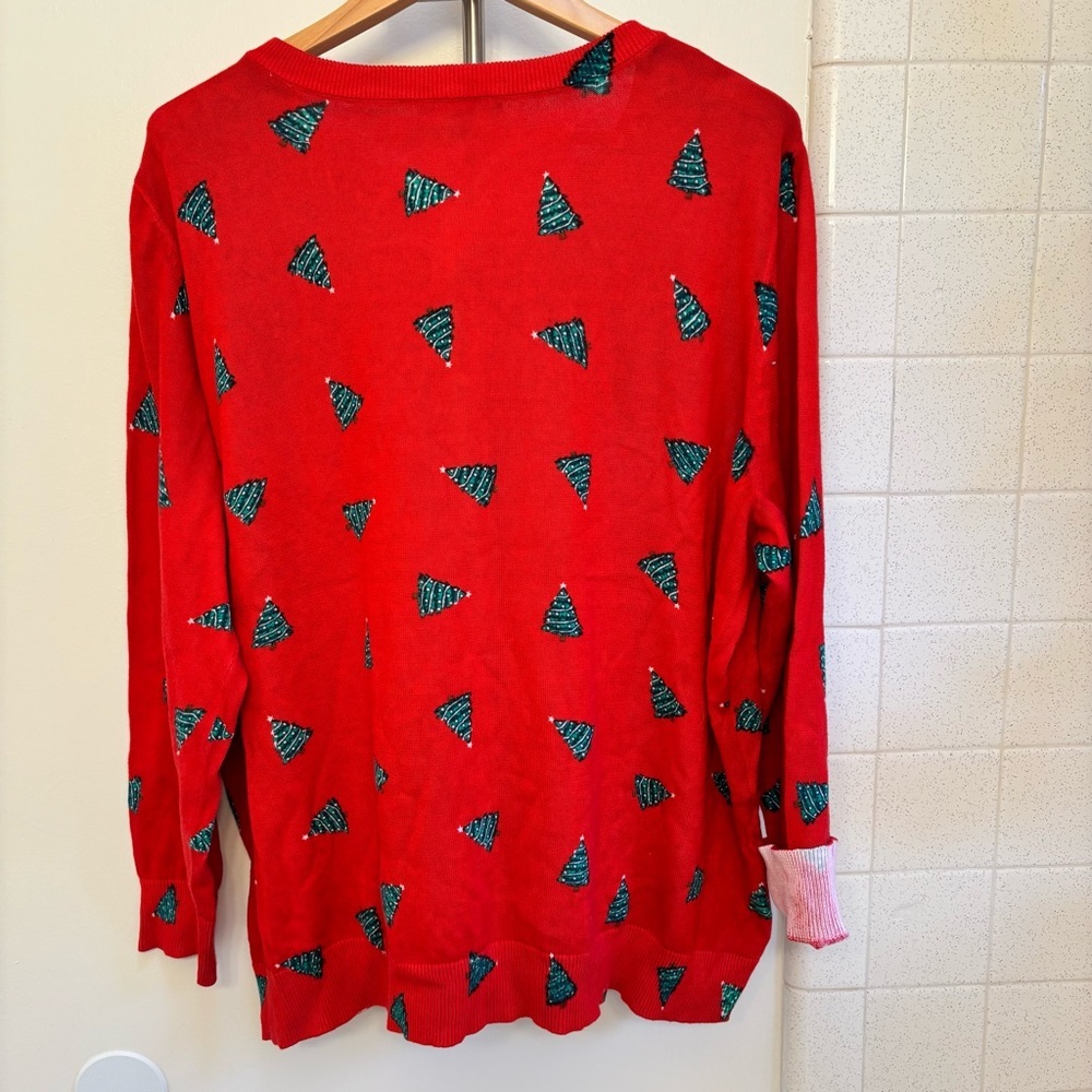 Woman Within Christmas Tree Cardigan Artsy Teacher Office Church Grannycore Knit - Picture 3 of 13